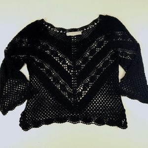 Bette Paige Crocheted Top Black Medium